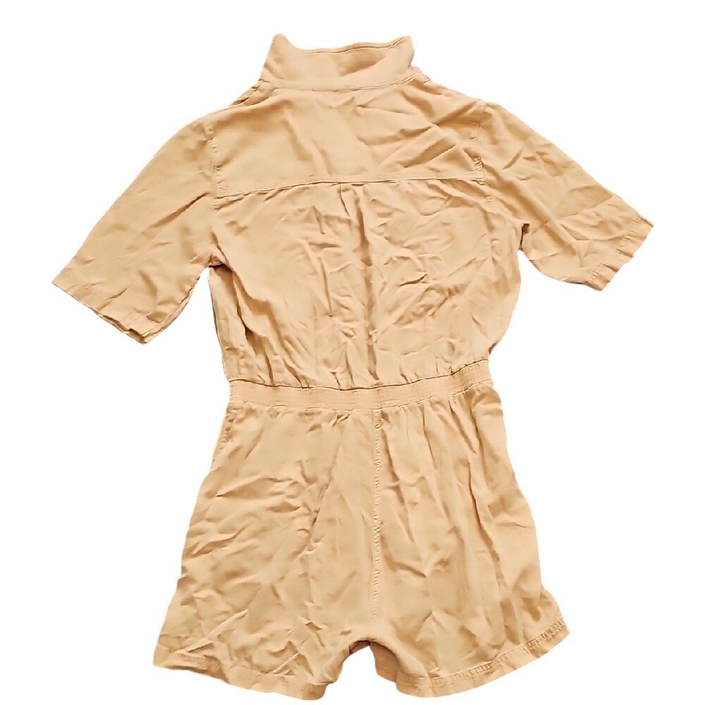 Faherty Utility Romper Womens M Tan Button Front Short Sleeve Casual - Picture 4 of 5